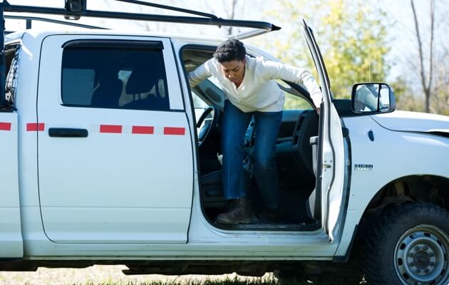 Person getting out of vehicle